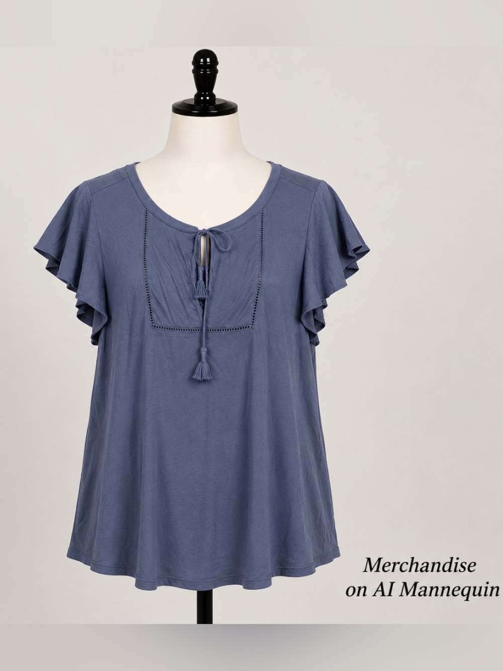 Ann Taylor LOFT Blue Flutter Sleeve Tie Front Blouse